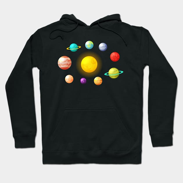 Planets Around The Sun Hoodie by Mako Design 